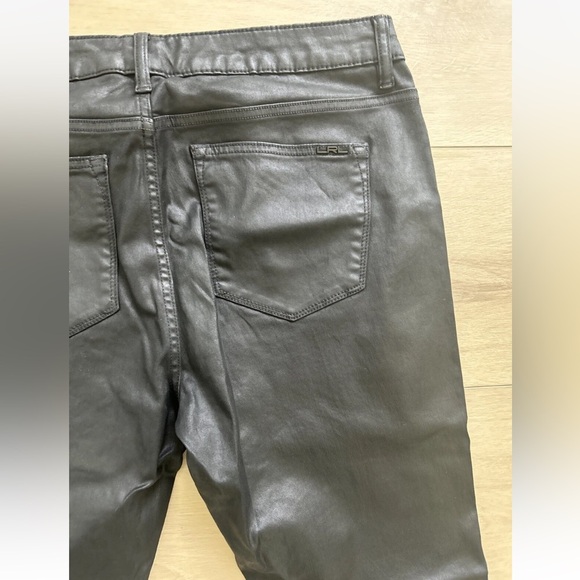 New No Tags Ralph Lauren size 14 black Wax coated Leather-like Jeans Slim - Picture 8 of 8